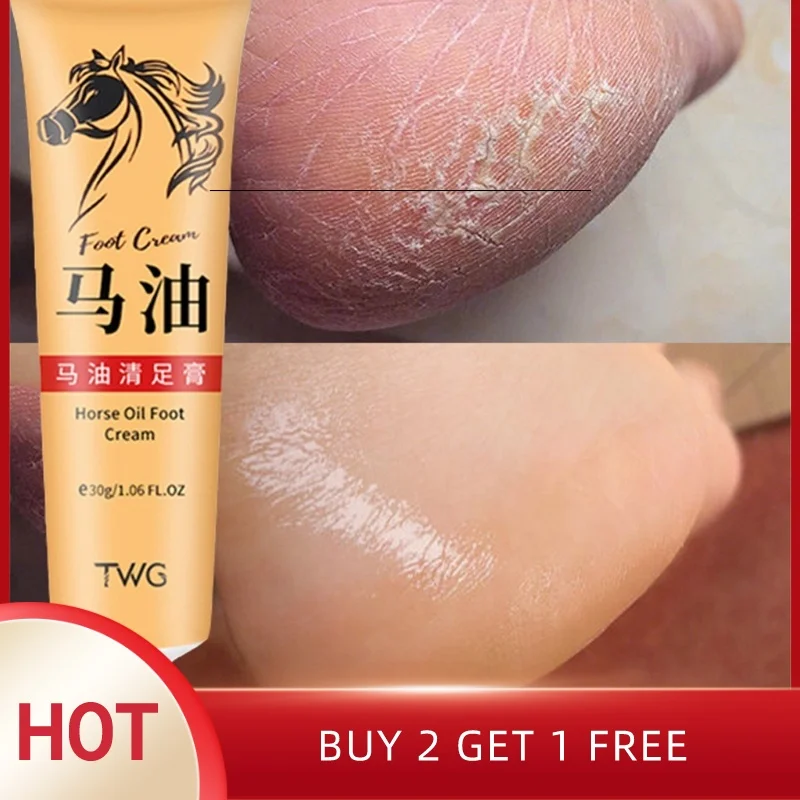 Anti Crack Foot Cream Heel Cracked Repair Horse Oil Cream Smooth Removal Dead Skin Callus Anti-Drying Hand Feet Skin Care 30g