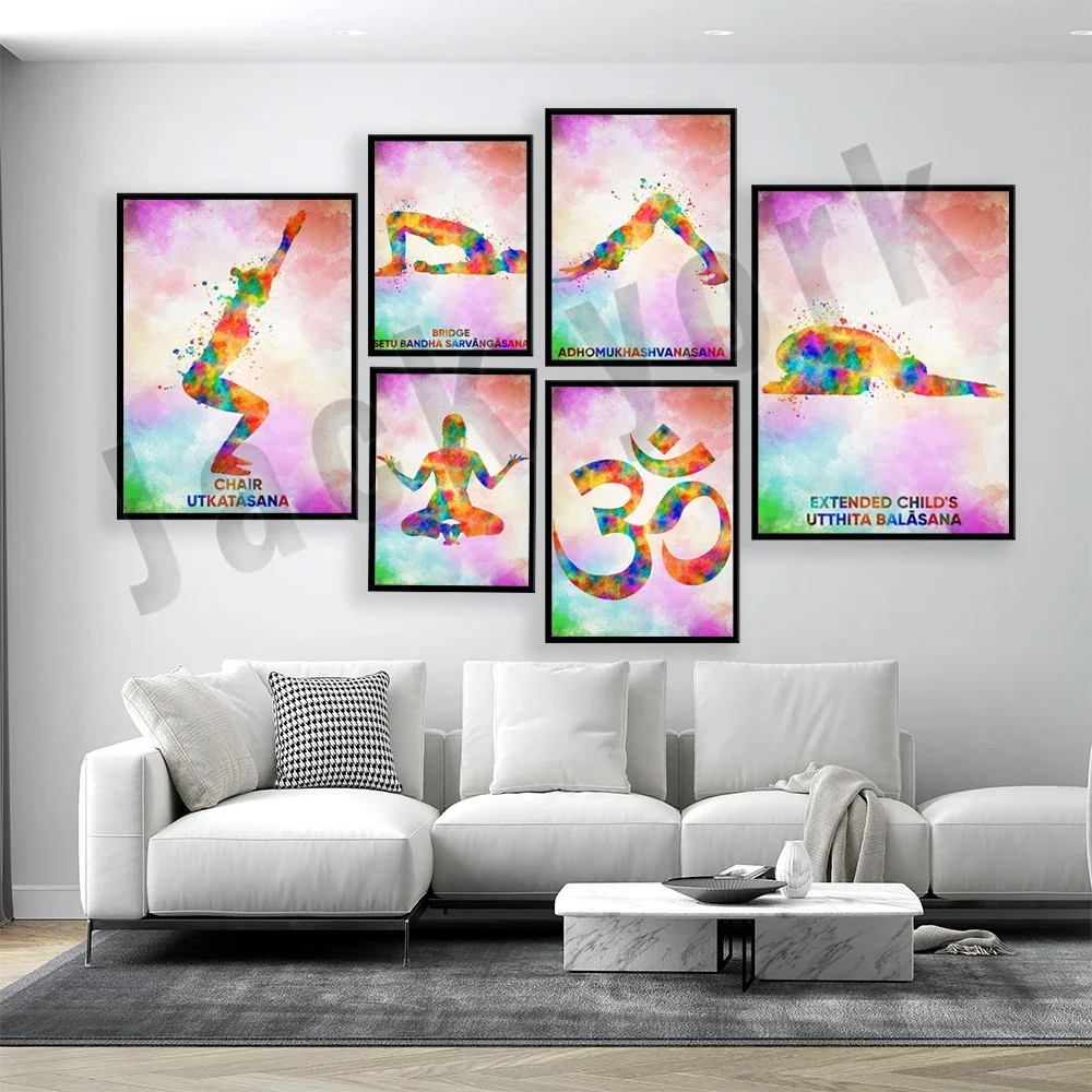 Yoga Ashtanga Pose Poster Home Workout Gym Wellness Canvas Painting Wall Art Prints Yoga Pictures Living Room Home Gym Decor