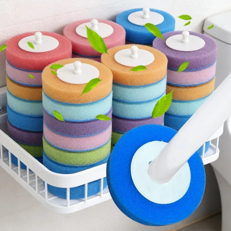 7-70PCS Toilet Disposable Replacement Head Foam Cleaning Sponges Heads Toilet Brush Refills No Dead Angle Bathroom Brush Heads