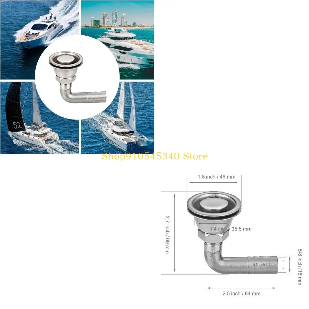 U2JA Marine Hose Fitting Stainless Steel 90 Degree Vent Part with Flange Nut Structure and 16 mm 5/8 Inch Reference for Boat