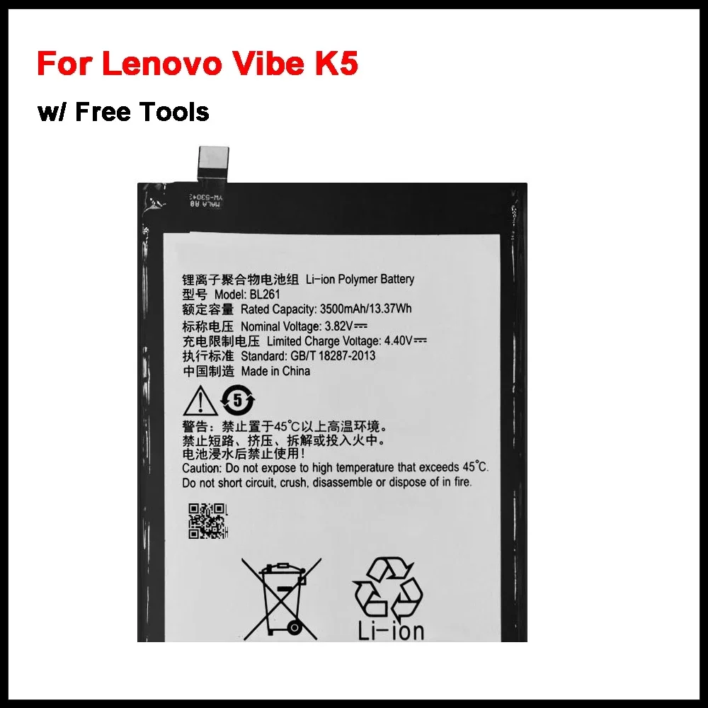 

3500mAh BL261 Replacement Battery For Lenovo Vibe K5 Note Lemon A7020a40 A7020a48 K52t38 K52e78 Mobile Phone Batteries