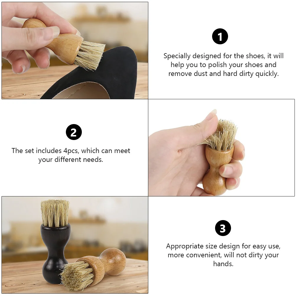 

4pcs Multifunctional Shoe Brush Cleaner Suede Polish Dauber Bristle Hair High Class Material Labor Saving Design Shoes