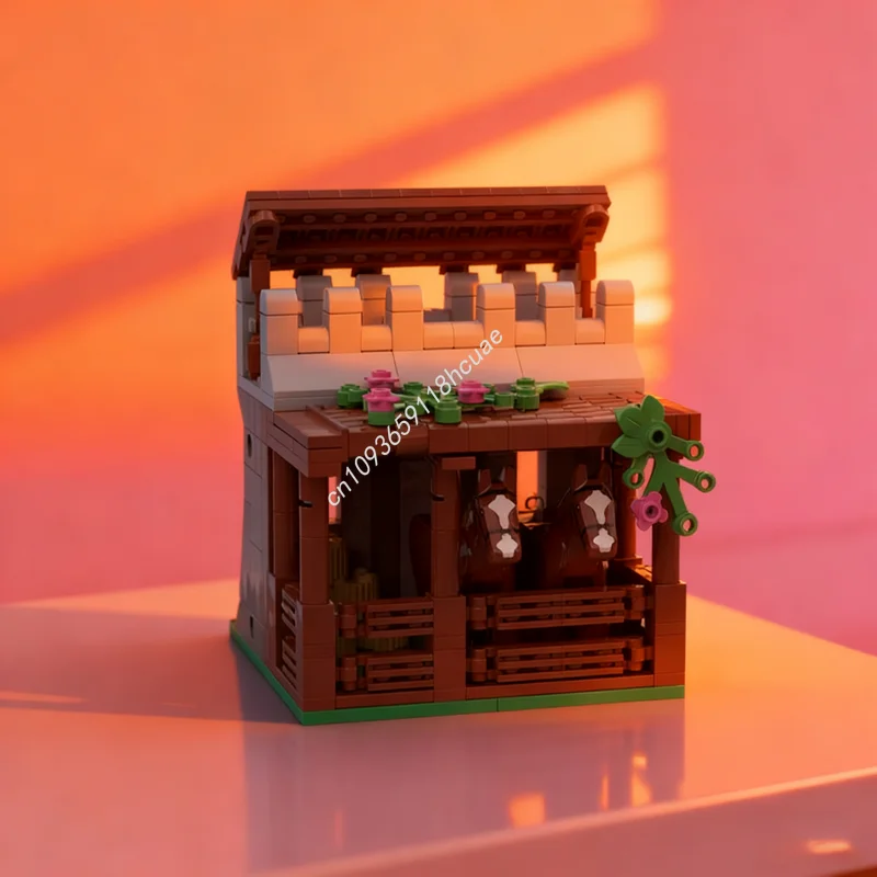 149 قطعة MOC Stables وحدة قلعة نموذج اللبنات البناء تجميع هدية الكريسماس لتقوم بها بنفسك فكرة التعليم ألعاب مكعبات للأطفال