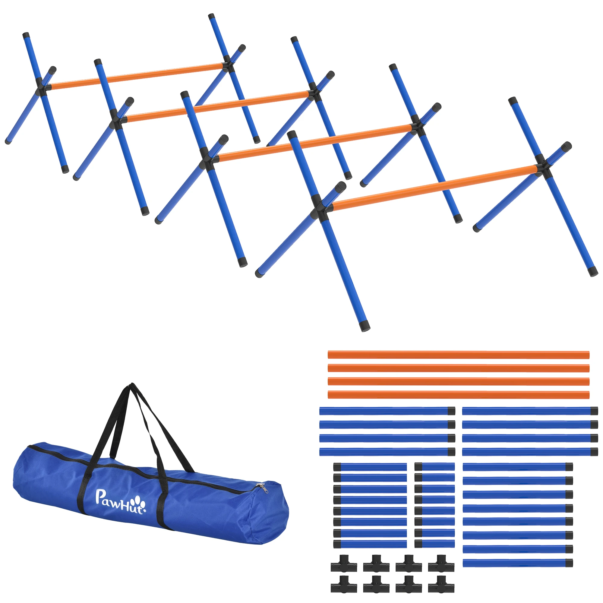 

Agility Set Dogs, 4 Piece Agility Equipment with Hurdles, Carry Bag Adjustable Height Training Set for Small Dogs