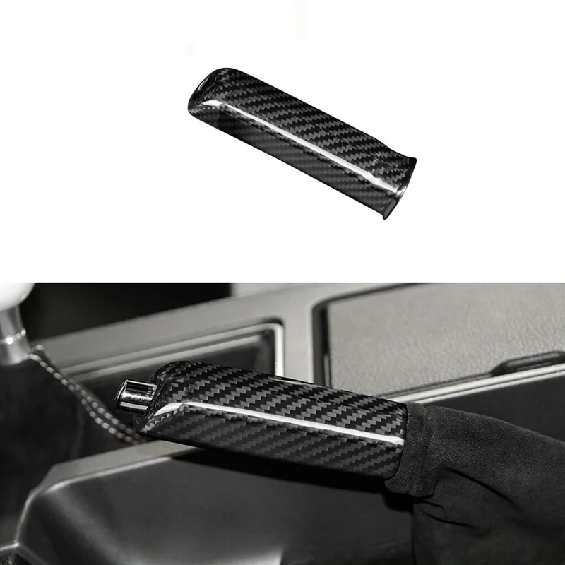 Real Hard Carbon Fiber Cover For Ford Mustang 2010-2014 Replace Handbrake Grip Handle Interior Trim Spare Parts Parts