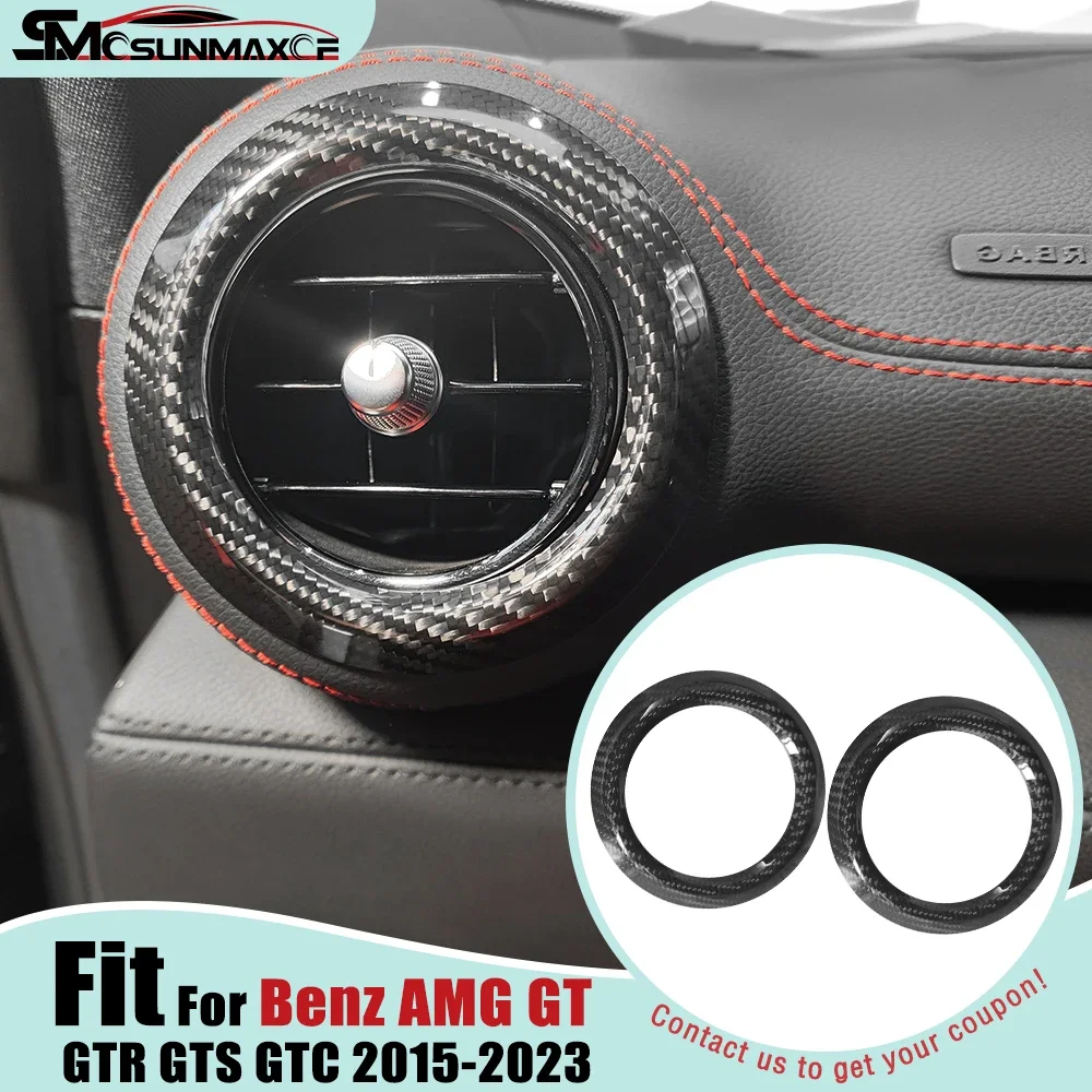 Real Carbon Fiber Interior Dashboard Air Outlet Vent Ring Cover for Mercedes Benz AMG GT GTS GTR C190 R190 2015-2023