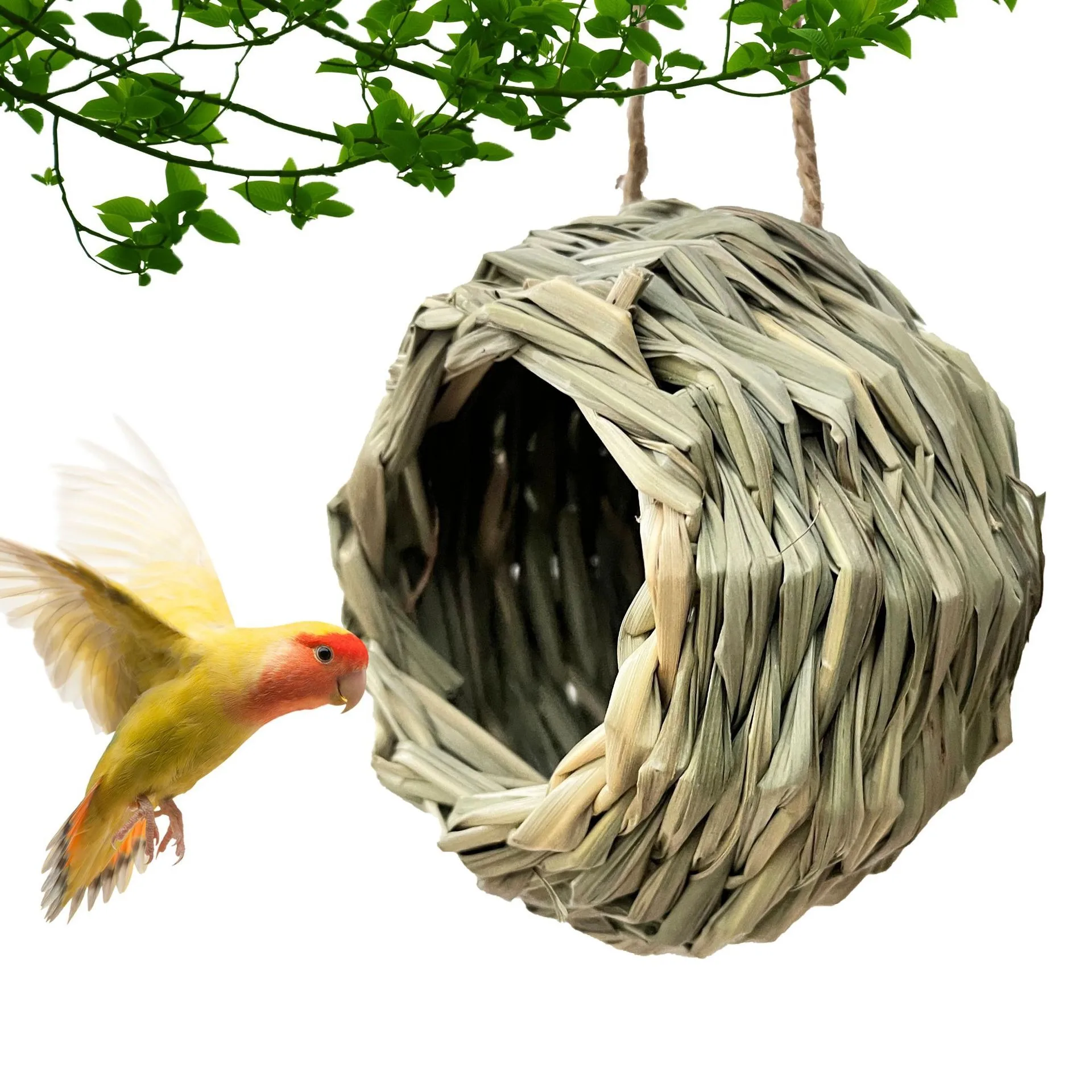 Nest for Bird in Cage Egg Cage Bird House Outdoor Decorative Weaved Hanging Parrot Nest Houses Pet Bedroom Comfortable Nesting