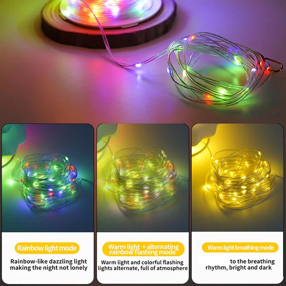 Silicone Christmas Tree Night Light With Hook 10m Storable String Light Rechargeable Cartoon Night Atmosphere Lamp