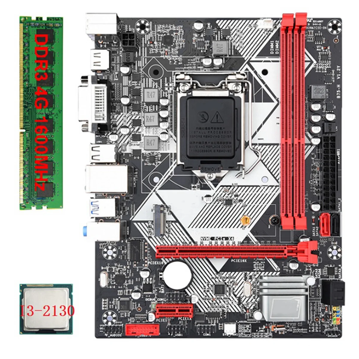 AU32-B75-H Desktop Motherboard +I3-2130 CPU +1X4G DDR3 1600MHz RAM LGA 1155 USB 3.0 SATA 3.0 Computer Motherboard