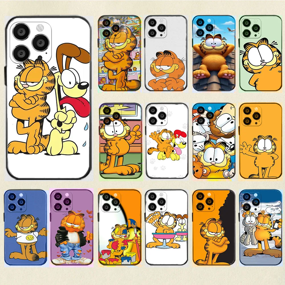 WD-7 Garfield Black Eagle Eye TPU Case For iPhone 11 12 13 14 15 Pro Plus Max