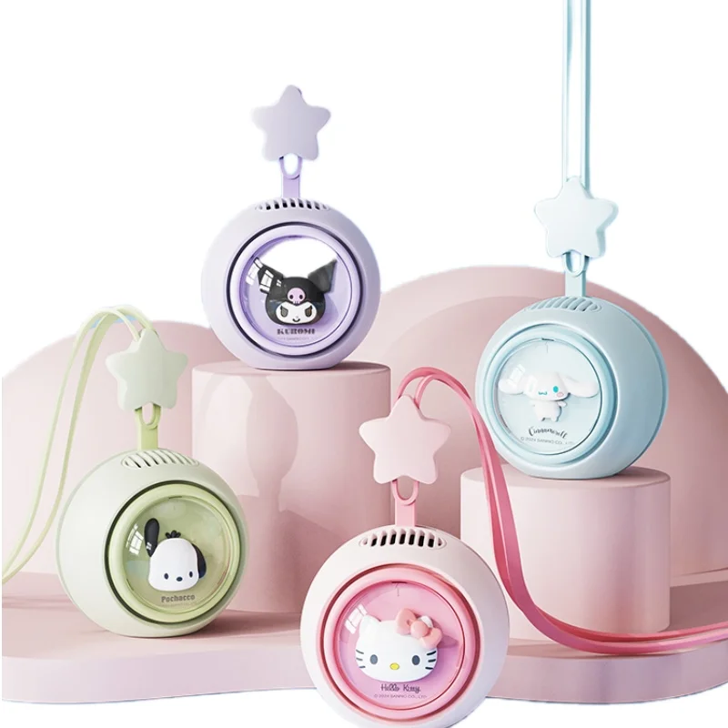 Kawaii Sanrios Handheld Portable Mini Fan 600Mah Hellokittys Cinnamoroll Kuromi Pochacco Anime Characters Long Endurance Fan Toy