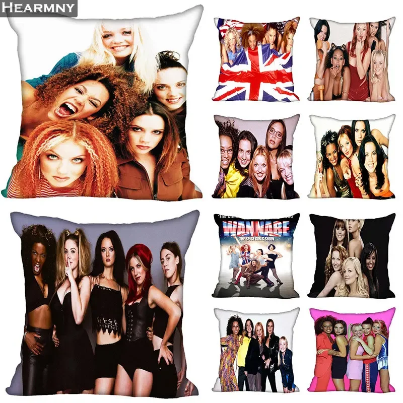 

New Arrival Spice Girls Pillow Cover Bedroom Home Office Decorative Pillowcase Square Zipper Pillow cases Satin Soft No Fade