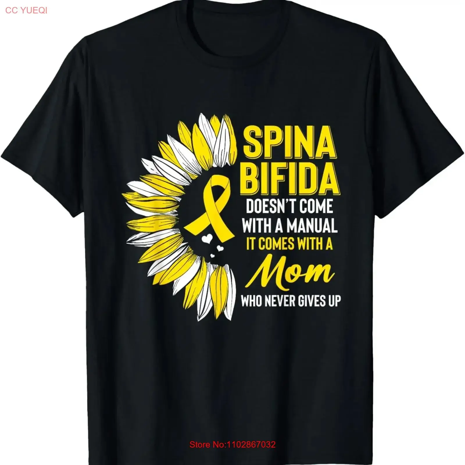 Футболка Spina Bifida Awareness Mom Mother с подсолнухом и желтой лентой, винтажная, мягкая, слегка повседневная, с графикой, унисекс, натянутая Футболка Spina Bifida Awareness Mom Mother с подсолнухом и желтой лентой, винтажная, мягкая, слегка повседневная, с графикой, унисекс, натянутая