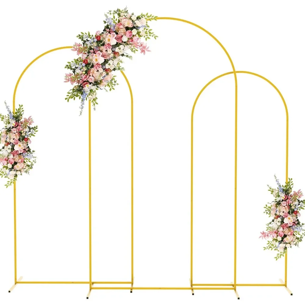 

Wedding Arch Set of 3, Square Metal Arch Backdrop Stand for Wedding, Gold Frame