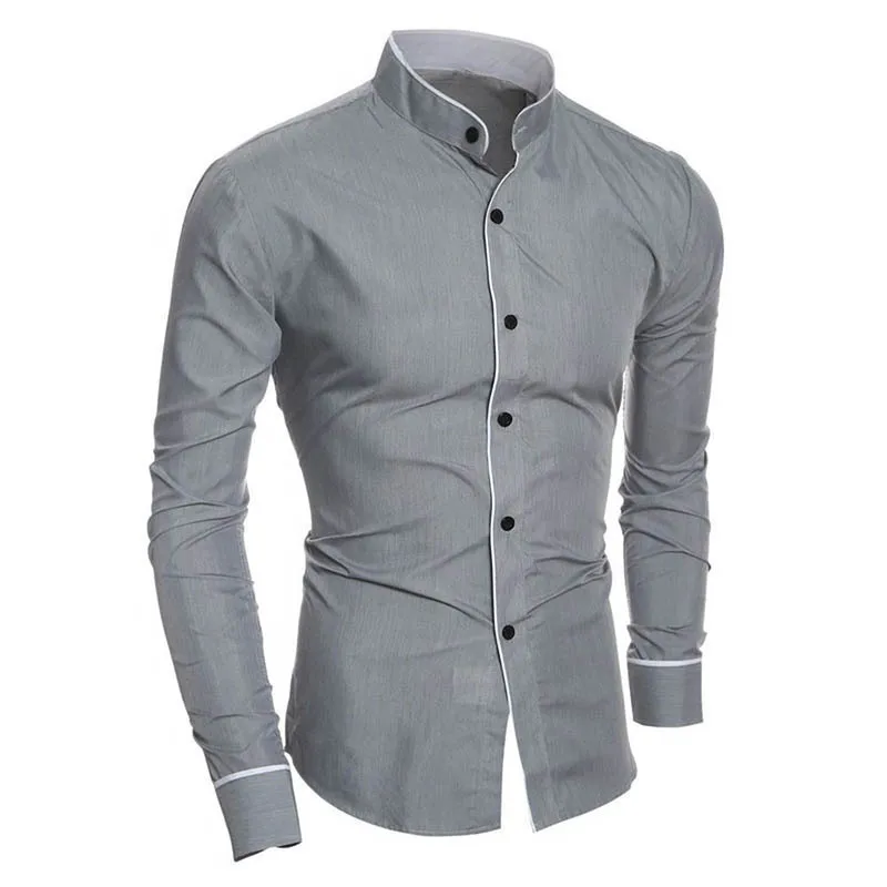 Męska koszula elegancka casualowa slim fit z długim rękawem, biała, wygodna, do noszenia na co dzień i na specjalne okazje, markowa odzież męska 2025