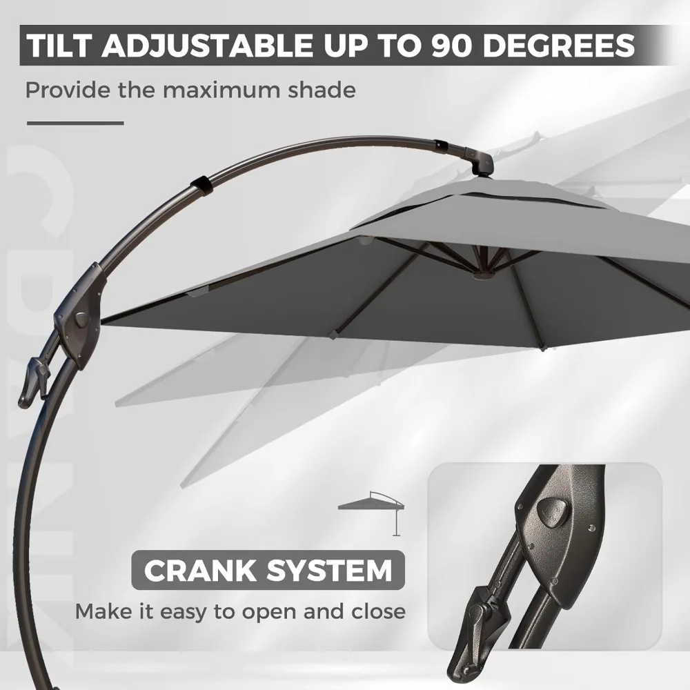 

10x13 FT Cantilever Umbrella Outdoor Aluminum Rectangle Offset Umbrella Canopy with Base & Cover for Pool Garden, Customized
