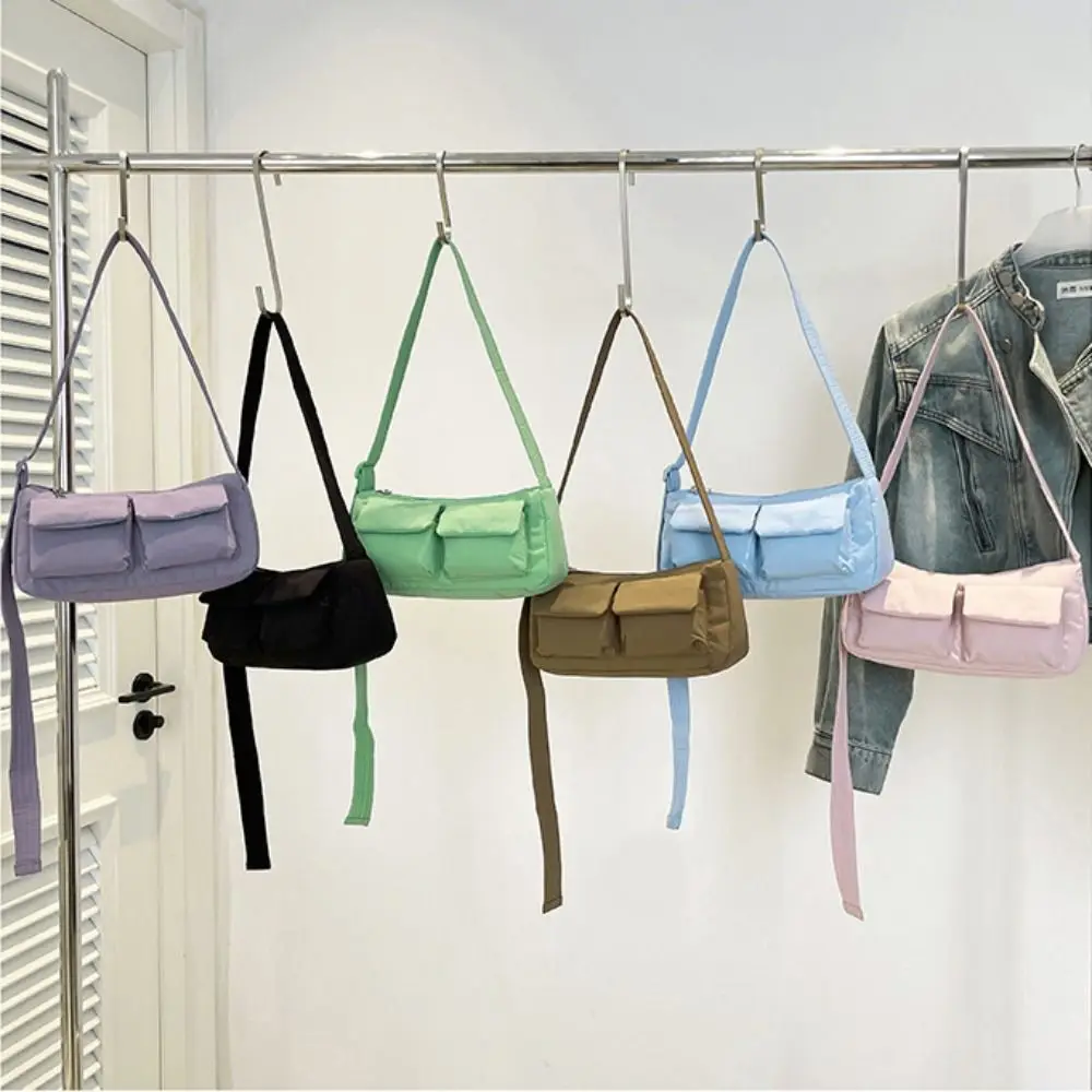 

Casual Large Capacity Crossbody Bag Zipper Closure Solid Color Shoulder Bag Multi Pockets Messenger Bag for Women Men