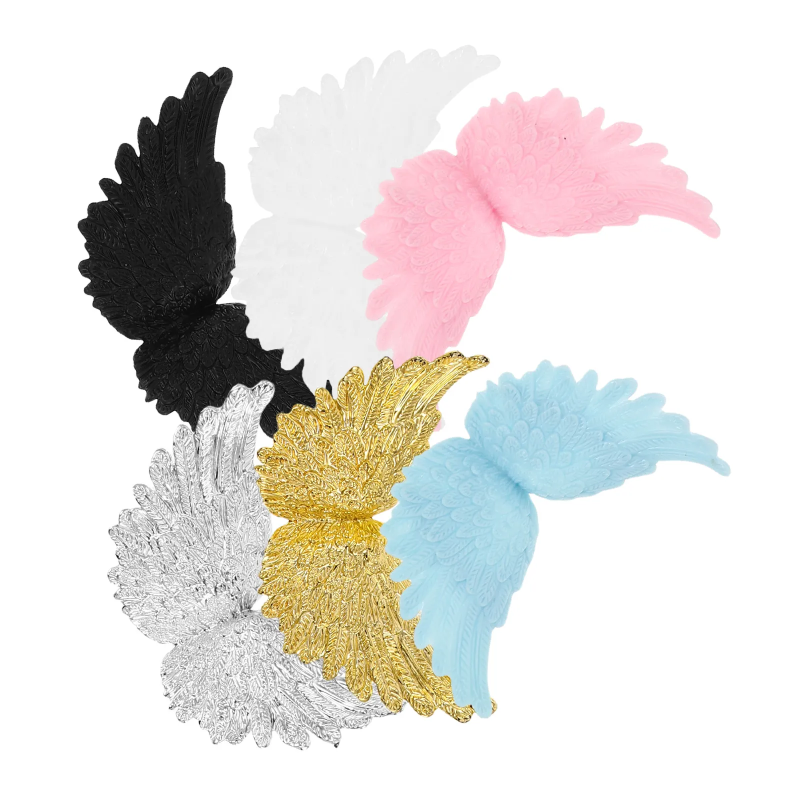 6Pcs Angel Wings Decor Plastic Small Angel Wings Decorations Christmas DIY Crafts Cake Toppers Holiday Accessories