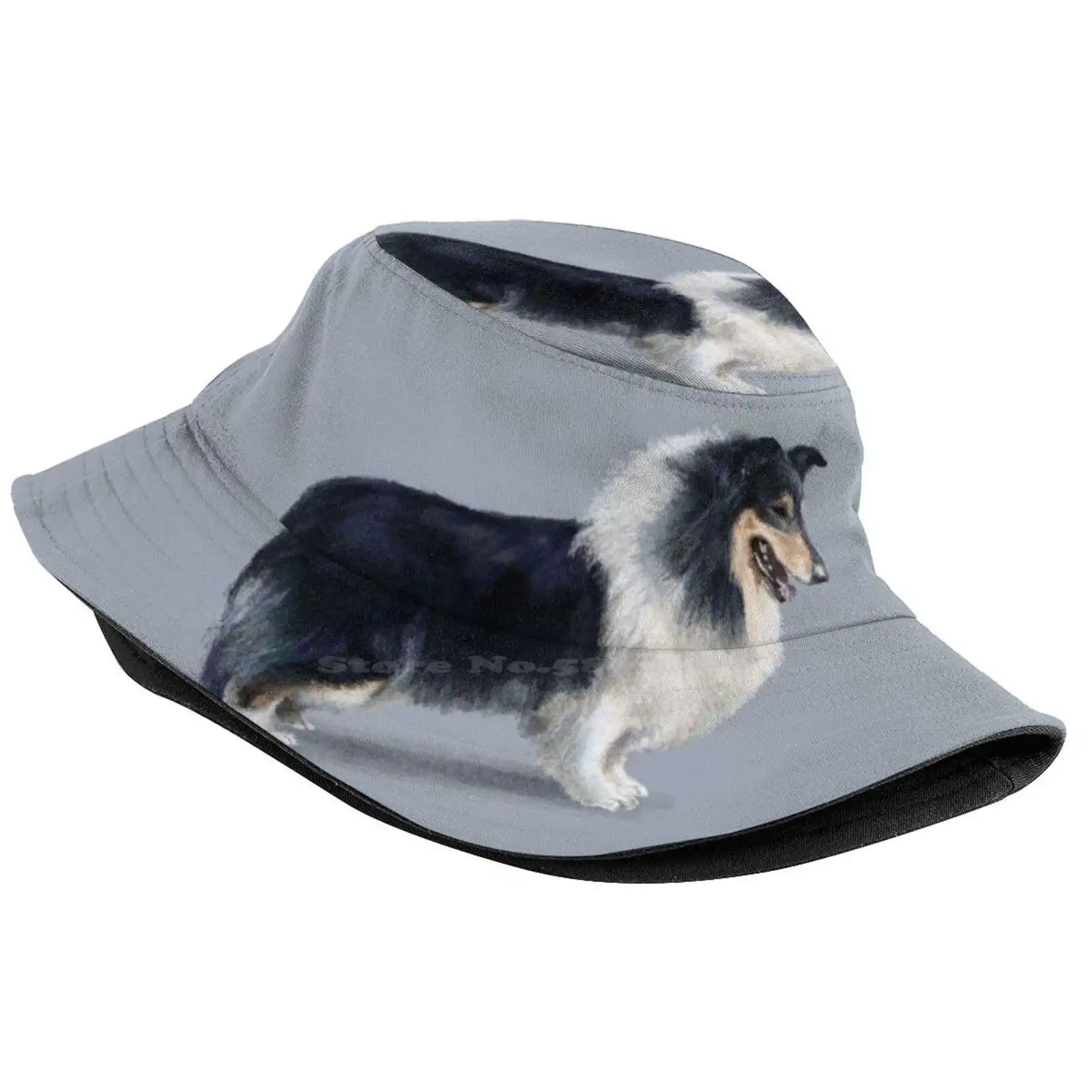 Tri Coloured Rough Collie Sun Cap Fisherman Hat Bucket Hats Tri Coloured Colored Rough Collies Scotch Scottish Scotland