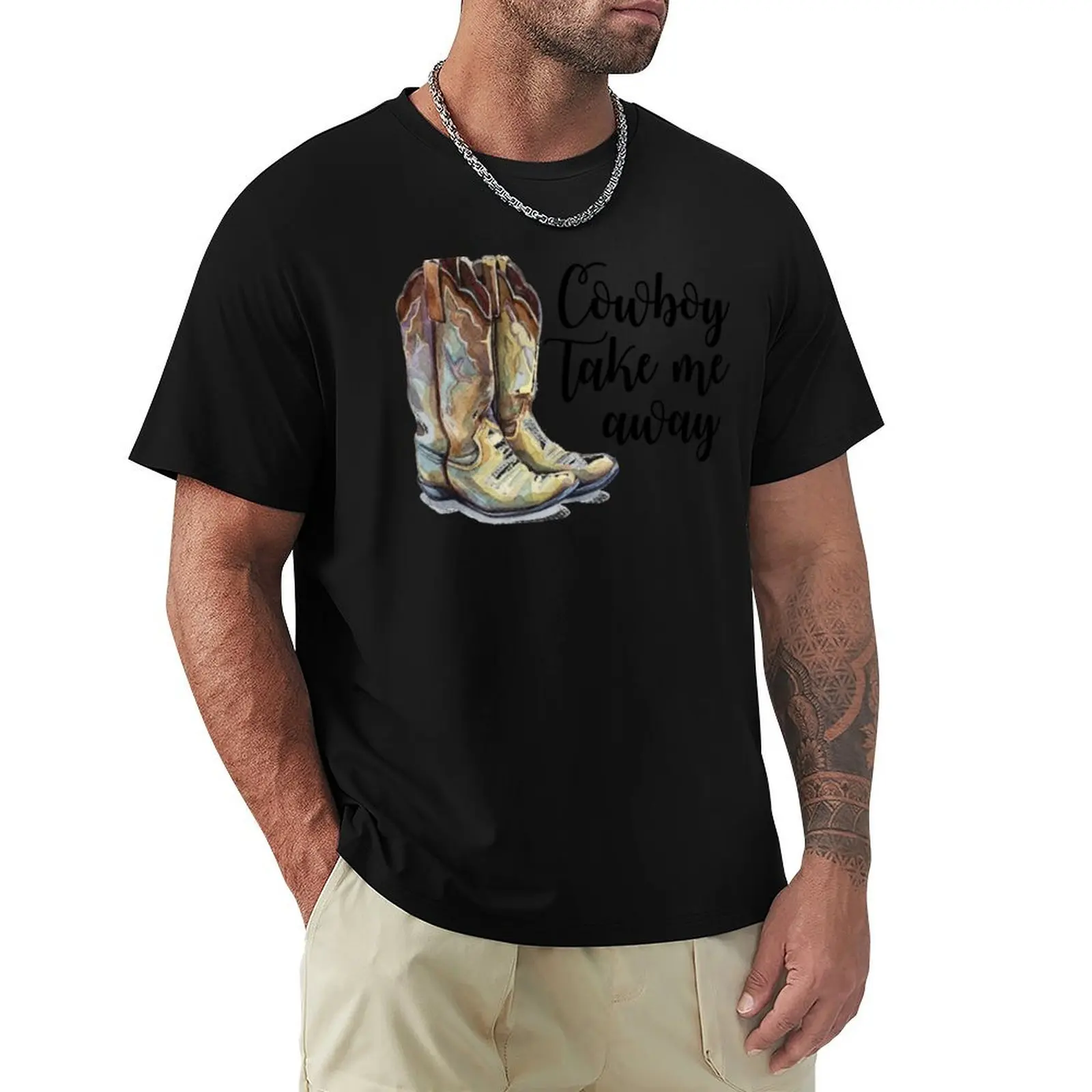 Cowboy Take Me Away - The Chicks T-Shirt Casual Loose Short Sleeve Tee for Men