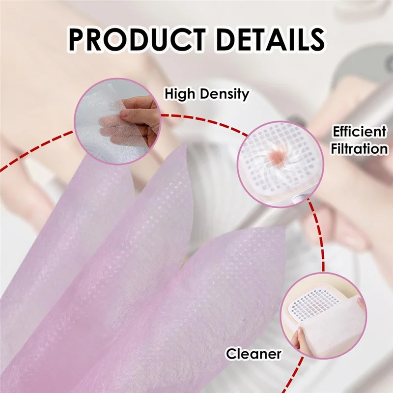 

ABDJ-300 Sheets Nail Dust Collector Filter Paper Dust Cleaner Replacement Filter Paper Nail Tech Supplies Accessories Pink