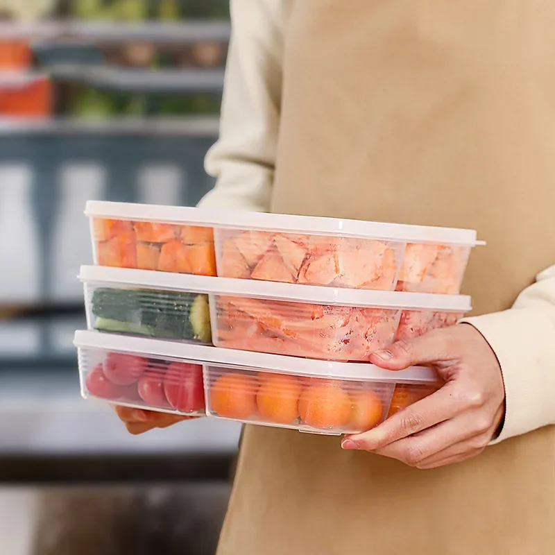 Refrigerator Storage Box Large Transparent Freeze Meat Vegetable Fresh-Keeping Storage Container with Lid for Kitchen Storage