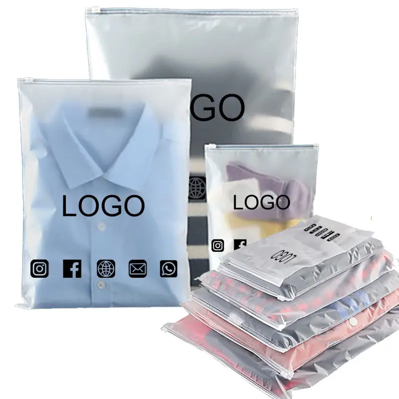 custom.ZGCX Custom Logo Pouches Frosted Printed Ziplock For Clothes Package PVC Clothing Packaging Bag Customized Plastic Zipper