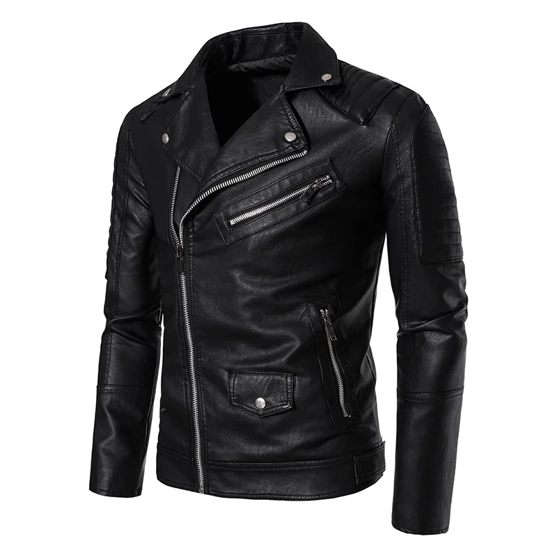 

2024 Autumn Winter Men Black Pu Jacket Men Slim Fashion Motorcycle Biker Leather Jacket Male Trendy Handsome Jackets