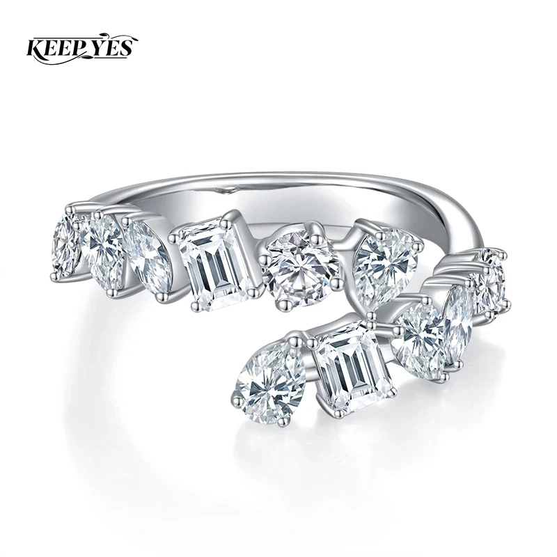 KEEP YES Total 2.6CT Moissanite Diamond Eternity Rings Wedding Band for Women 925 Sterling Silver Marquise Emerald Cut Jewelry