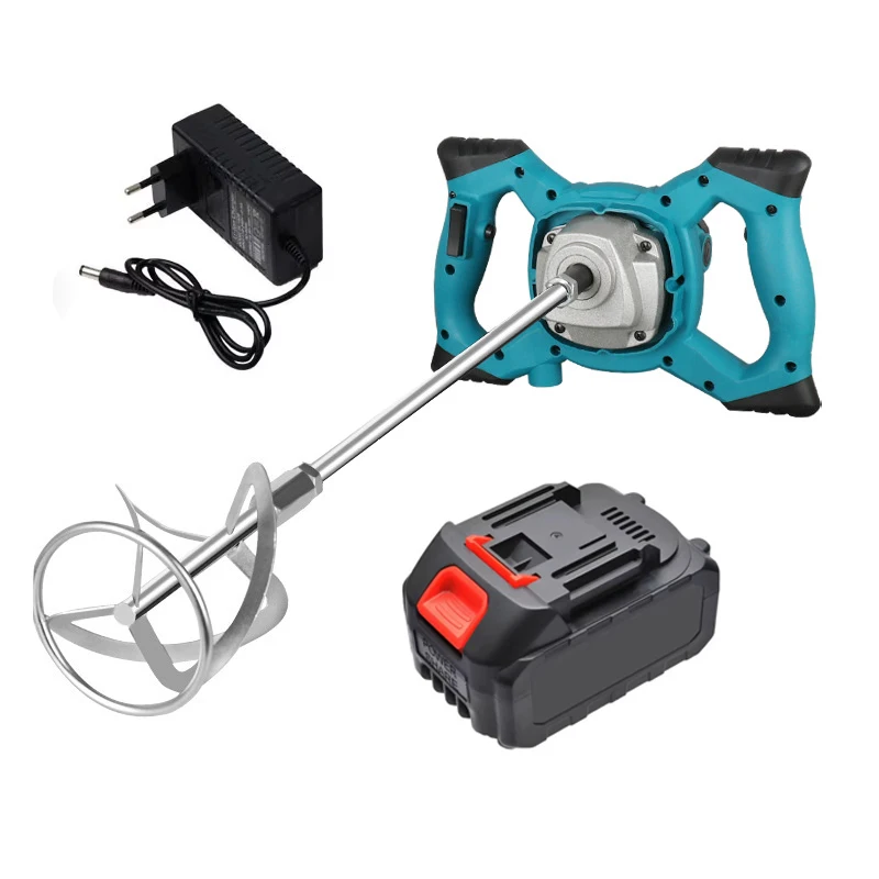 Industrial Mixer Handheld Electric Lithium Battery Putty Mixer Industrial Tool Cement Paste Concrete Mortar Plastering Blender