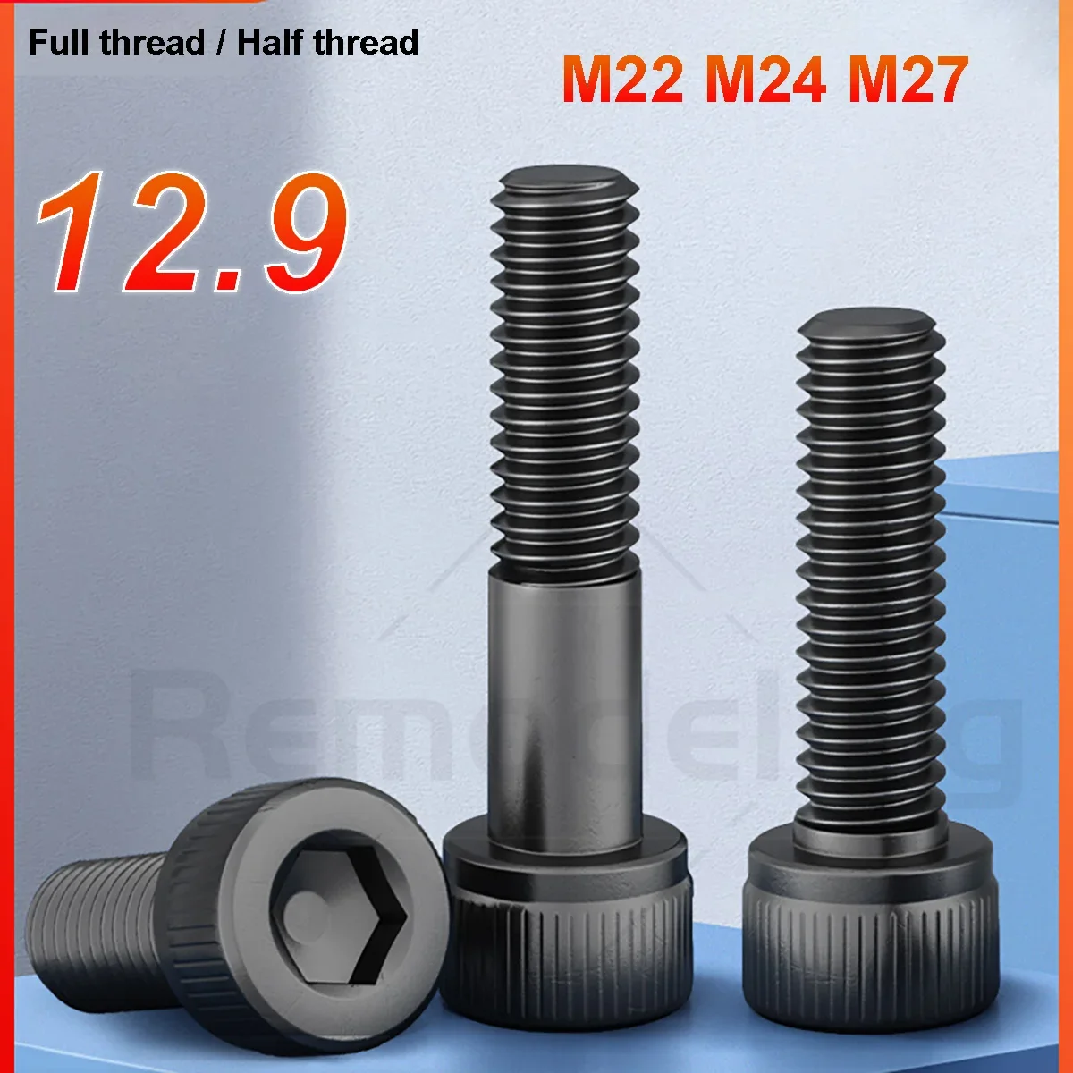 

M22-M27 Hexagon Hex Socket Cap Head Screw Bolts 12.9 Grade Carbon Steel Allen Screw DIN912 Length 30-250mm Full / Half Thread