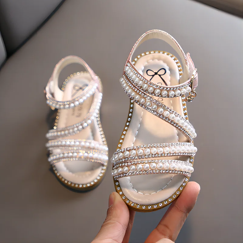 Girl Sandals Summer Fashion Kids Baby Girls Bling Rhinestone Princess Single Sandals For Little Big Girl\'s Shoes