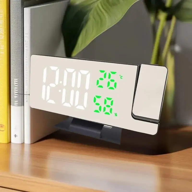 Reloj Despertador Digital LED con Proyección de 180° ° Espejo Giratorio para Proyector, Reloj de Proyección de Pantalla Grande para Mesa de Oficina en Casa