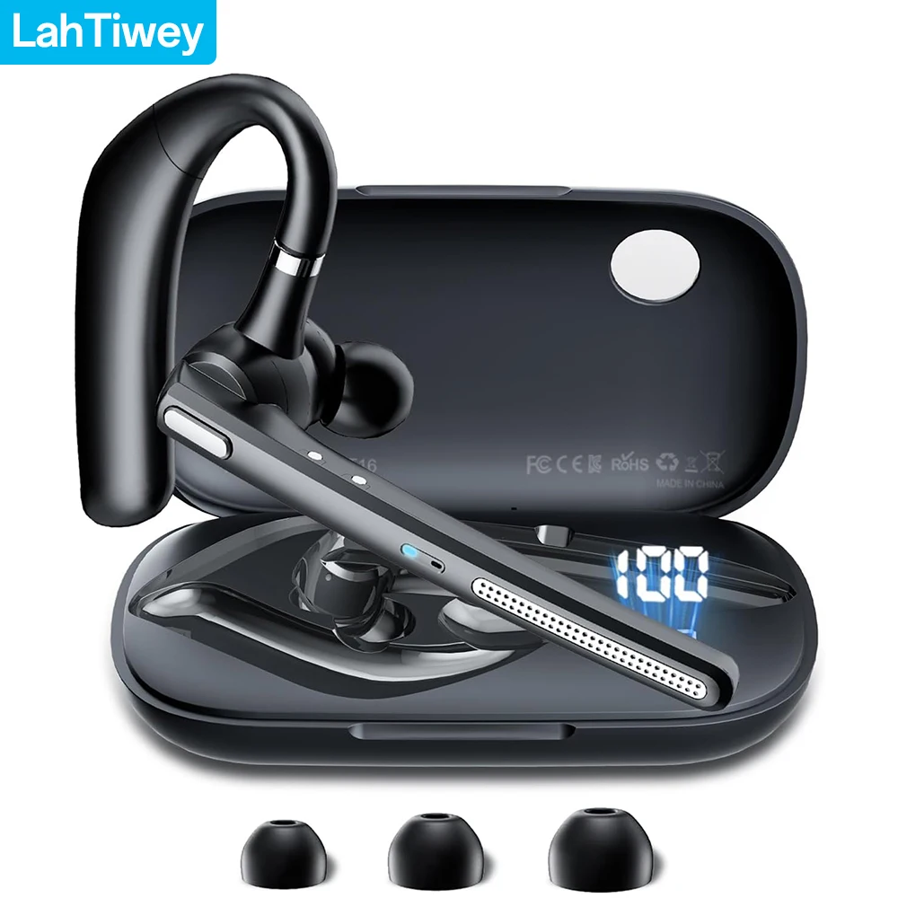 

Bluetooth Earpiece for Phone Calls,Single Ear Wireless Headset with Noise Cancelling Mic,Hands-Free Earphones for Android iPhone