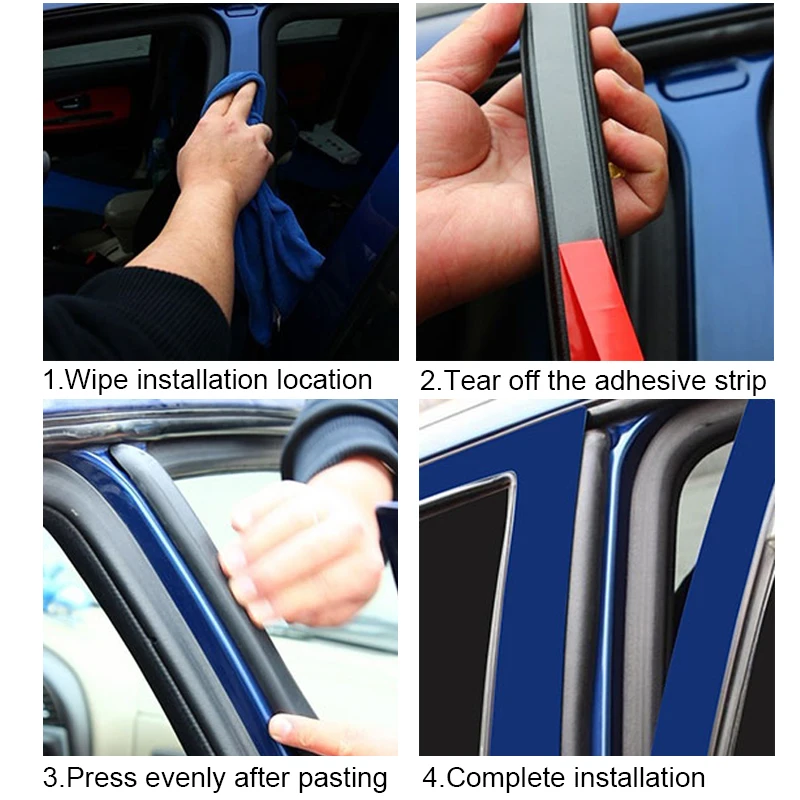 Car Door Rubber Seal Strip Filler Weatherstrip Edge Rubber Sealing For B Pillar Protection Front Auto Door Sealant