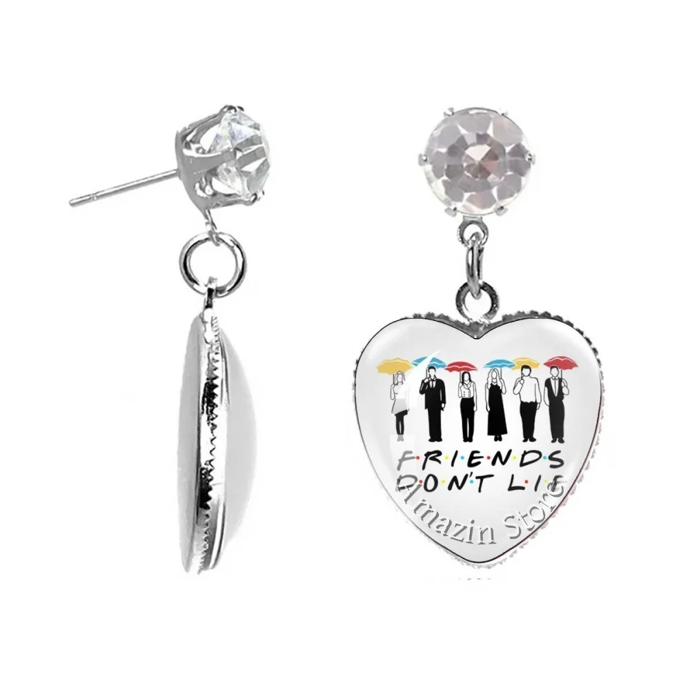 20mm Pendant Earrings Famous TV Friends American Frame Pattern Glass Cabochon Jewelry Gifts Accessories For  Women Gifts