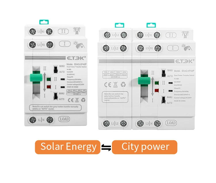 ETEC DIN-Schienen 2P/4P ATS Dual-Power Automatischer Transferschalter Elektrische Wahlschalter Unterbrechungsfreie Stromversorgung 40A/63A PV-Energie – Detail 10
