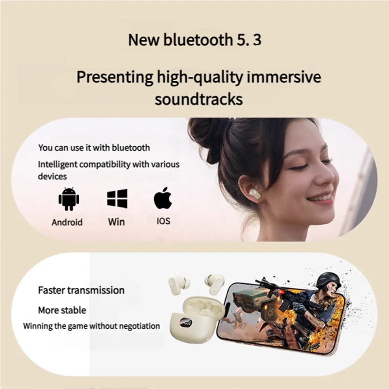 SONY HiFi Sound Low Latency Wireless Bluetooth 5.3 Earbuds Noise Reduction Ergonomic In-Ear Playtime with Mic for iPhone Android