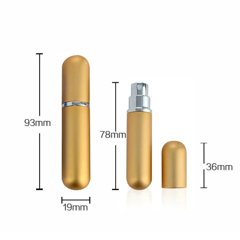 5/10/20/30/50 sztuk 5ml butelka perfum przenośna pusta butelka z rozpylaczem Mini aluminiowe perfumy Atomizer perfumy butelka do napełniania podróż