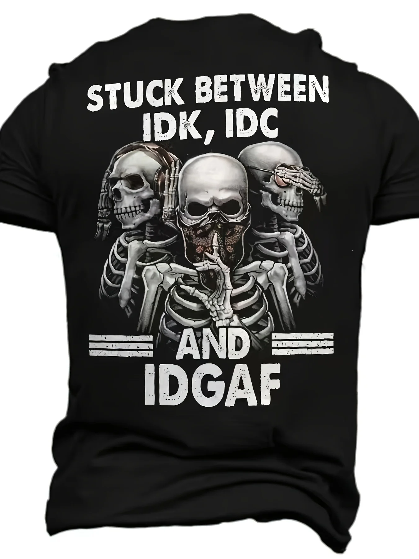 Men'S Comfortable Chic T-Shirt with Skull and Letter Pattern |   Casual Crew Neck, Short Sleeve, All-season, Regular Fit
