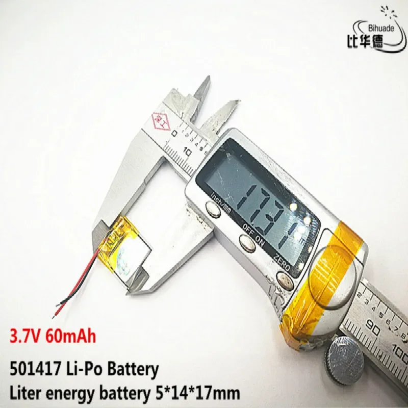 Baterai energi Liter kualitas bagus 3.7V,60mAH,501417 baterai lithium ion / Li-ion polimer untuk mainan, POWER BANK,GPS,mp3,mp4