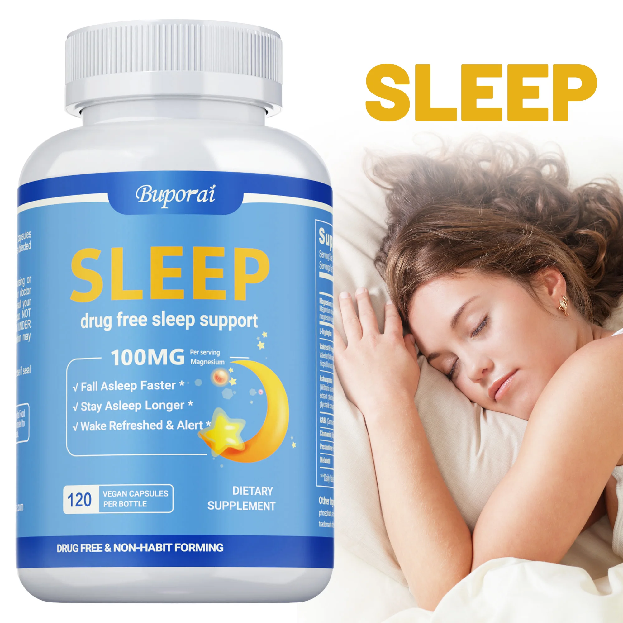 

Sleep Supplement - Stress Relief Help Deep Sleep, for Healthy Sleep Cycle,Effective Decomposition, Natural Formula