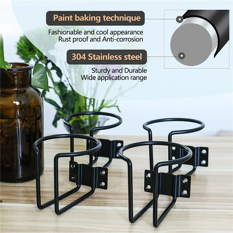 

Универсальные держатели для напитков из нержавеющей стали, черные кольцевые подстаканники для лодок, грузовиков RV-A02G