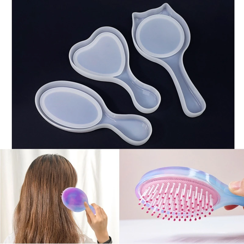 3D Transparent Silicone Comb Mold Epoxy Resin Casting Molds for DIY Hair Brush Jewelry Making Tools Resin Jewelry Molds