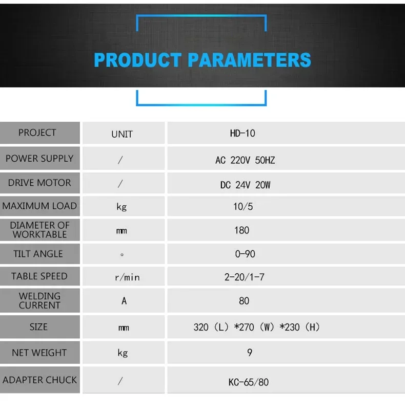 Hot sales 80mm Chuck + HD-10 Mini Welding Positioner Turntable 3 Jaw Lathe Chuck Welding Table semi-automatic welding