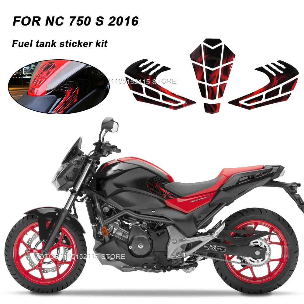 For NC 750 S Motorcycle Tankpad Sticker 3D Tank Pad Stickers Oil Gas Protector Cover Decoration Flame Motorcycle Accessories