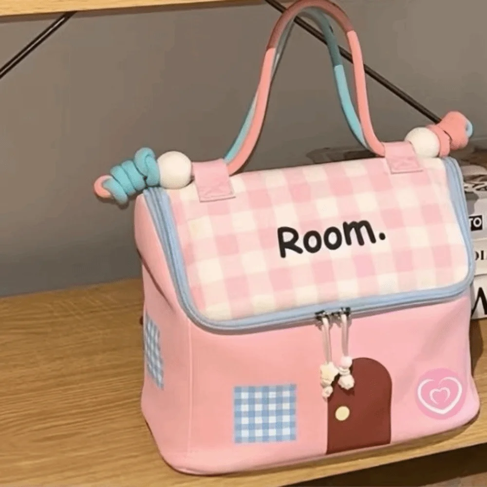 Stylish Large Capacity Makeup Bag House Shape Handheld Portable Toiletry Organizer Cartoon Portable Cosmetic Bag Travel