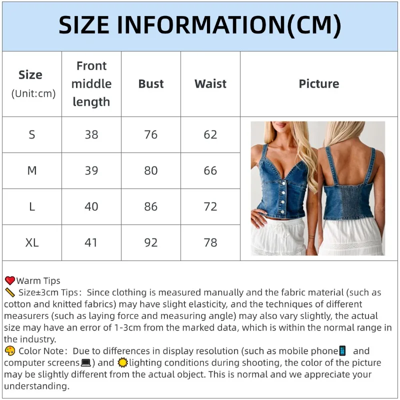 Zeyla المرأة زر معدني متابعة العميق الخامس الرقبة سترة جينز سليم صالح أكمام مفتوحة الظهر Smocked جان تانك القمم الصيف الشارع الشهير قميص #6