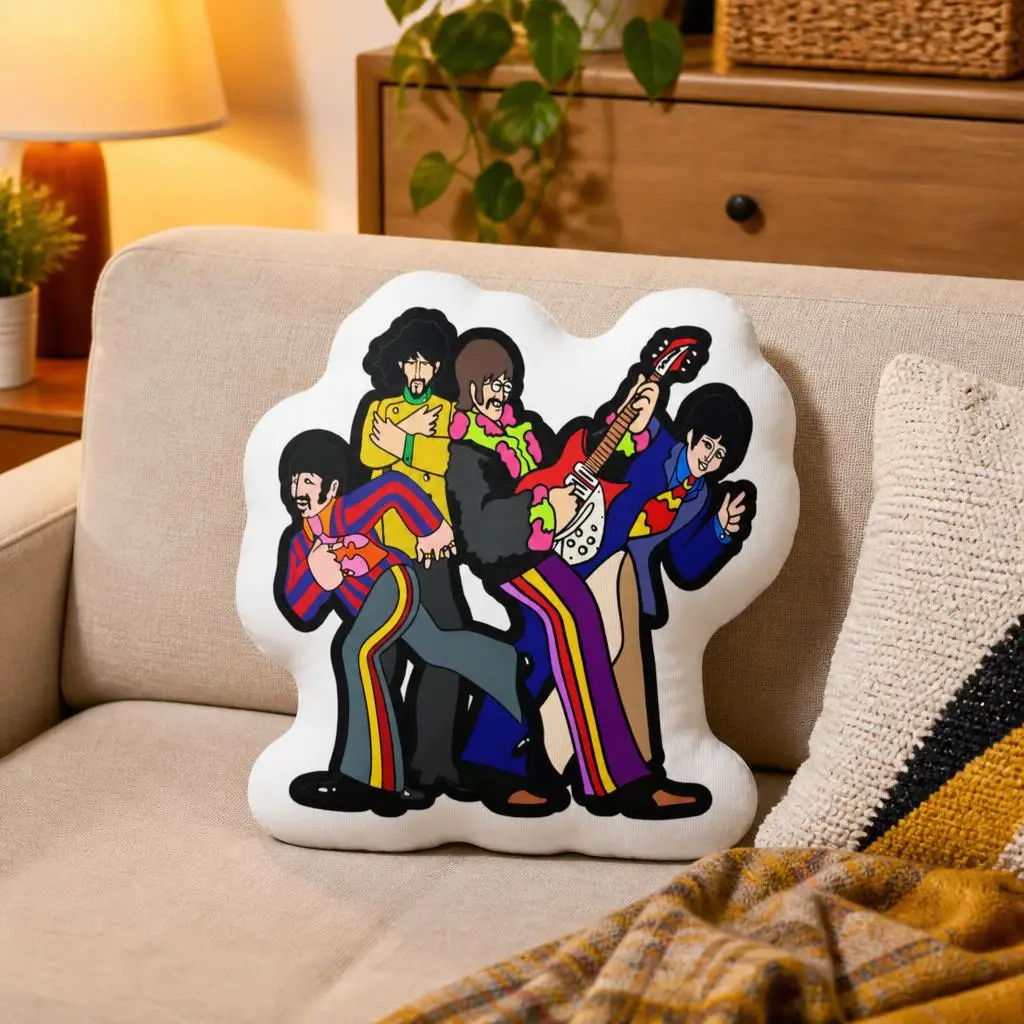 The Beatles Shaped Throw Pillow Cartoon Rock Band Cushion Irregular Stuffed Decorative Pillow for Sofa Music Lover Gift Home