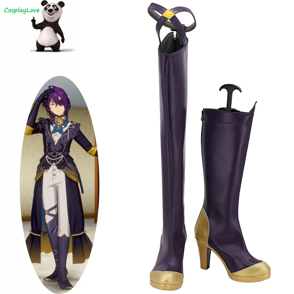 

КосплейLove Game Ensemble Stars Ayase Mayoi Purple Gold Обувь для косплея Длинные сапоги Кожаные рождественские туфли на заказ